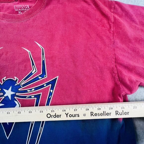 Marvel Spiderman T-Shirt Red Blue Ombre Crewneck Short Sleeve Skater Comic - Picture 9 of 13